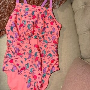Cat & Jack Coral Pink Girls' One-Piece Swimsuit